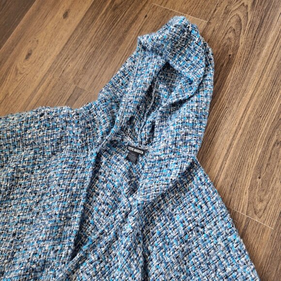 💙 Steve Madden Knit Hood Open Front Cape One Size Fits Most Pockets Boho Fall H - Picture 3 of 8